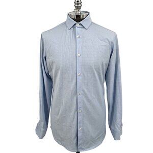 Mizzen + Main Leeward Blue Plaid Performance No Iron Shirt Size M Trim Fit